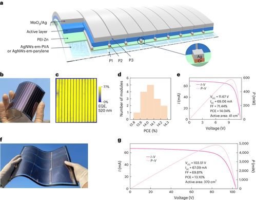 華中科大報(bào)道高性能柔性大面積有機(jī)光伏模組